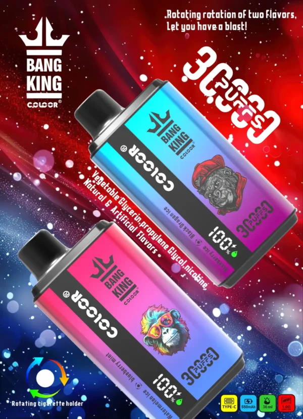 Bang King 30000 Puffs Double Taste 5% Nicotine 36ml E-Liquid Mesh Coil Technology